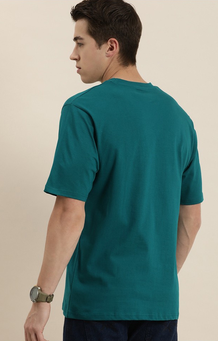 Dillinger | Men's Green Cotton Graphic Printed Oversized T-Shirt 3