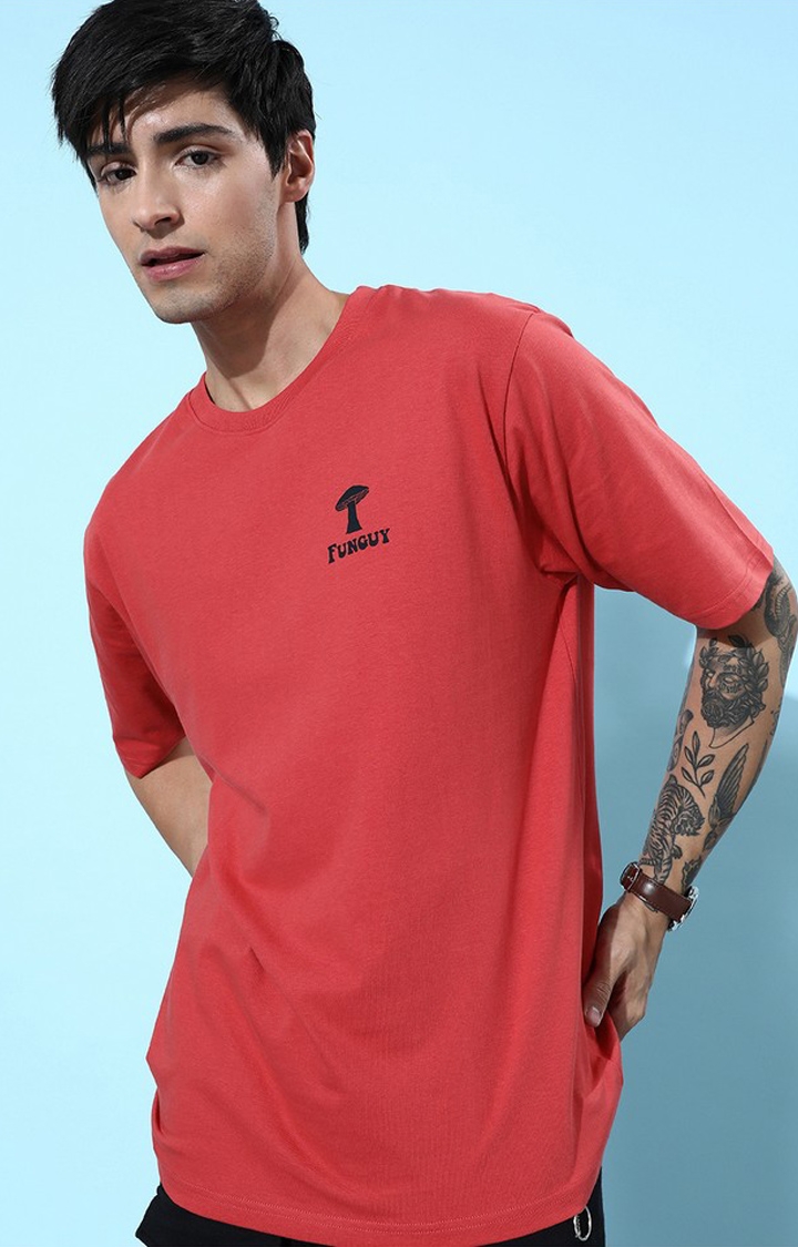 Dillinger | Men's Red Graphics Oversized T-Shirts 2