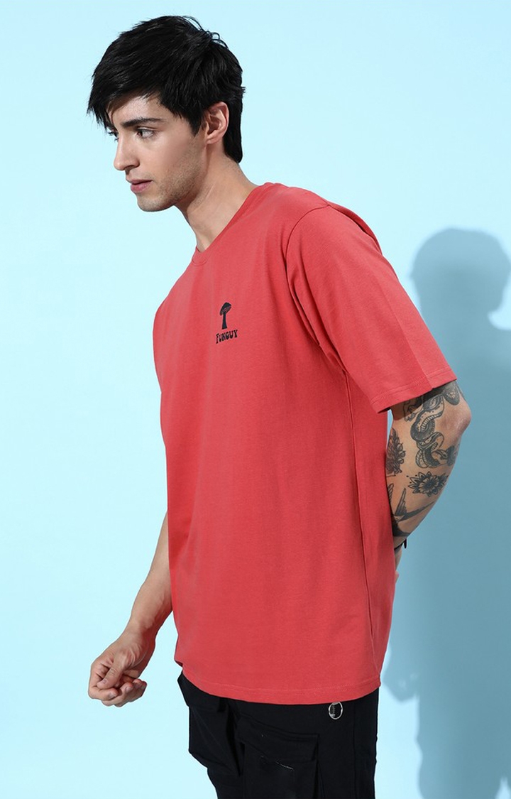 Dillinger | Men's Red Graphics Oversized T-Shirts 3