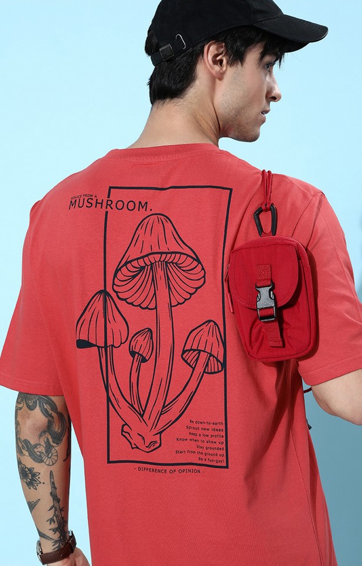 Dillinger | Men's Red Graphics Oversized T-Shirts 0