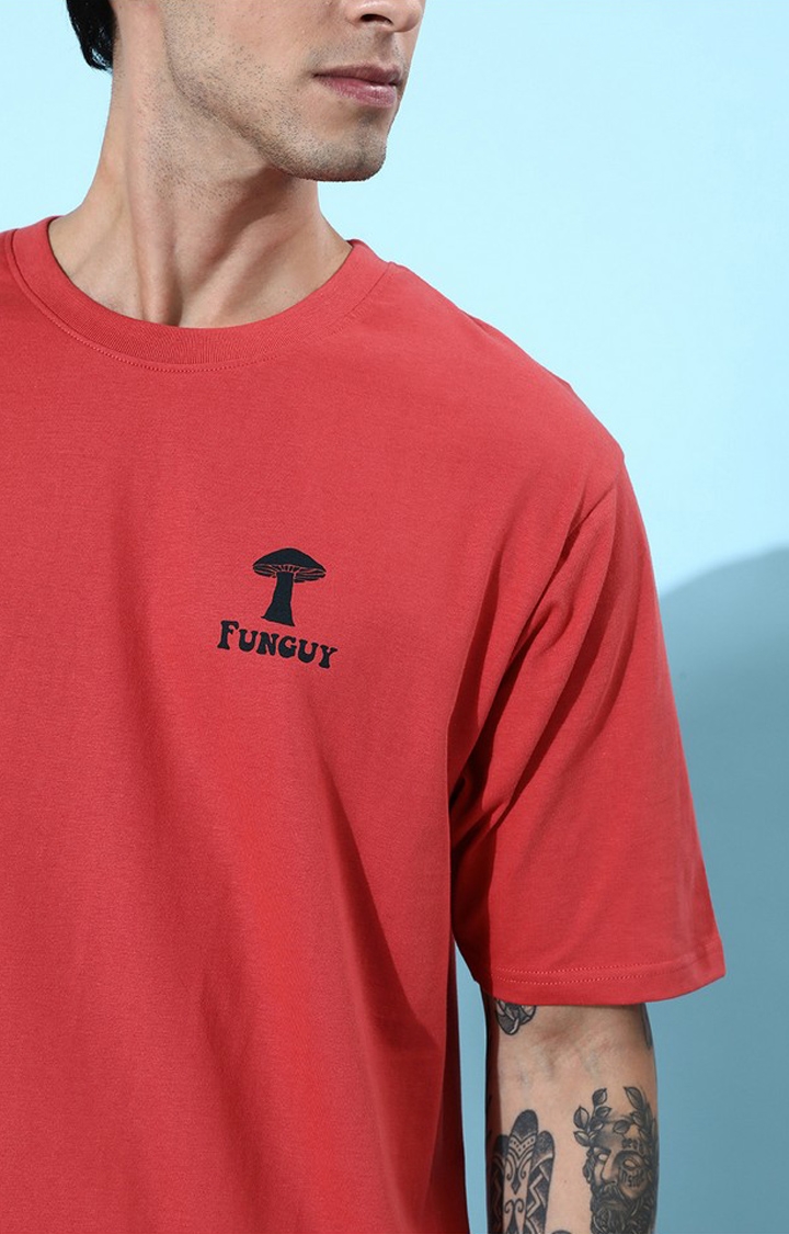 Dillinger | Men's Red Graphics Oversized T-Shirts 4