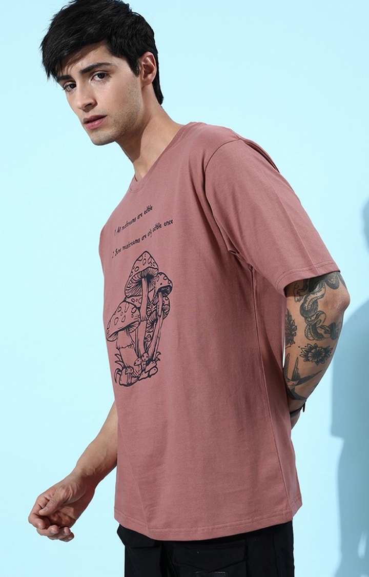Men's Pink Graphics Oversized T-Shirts