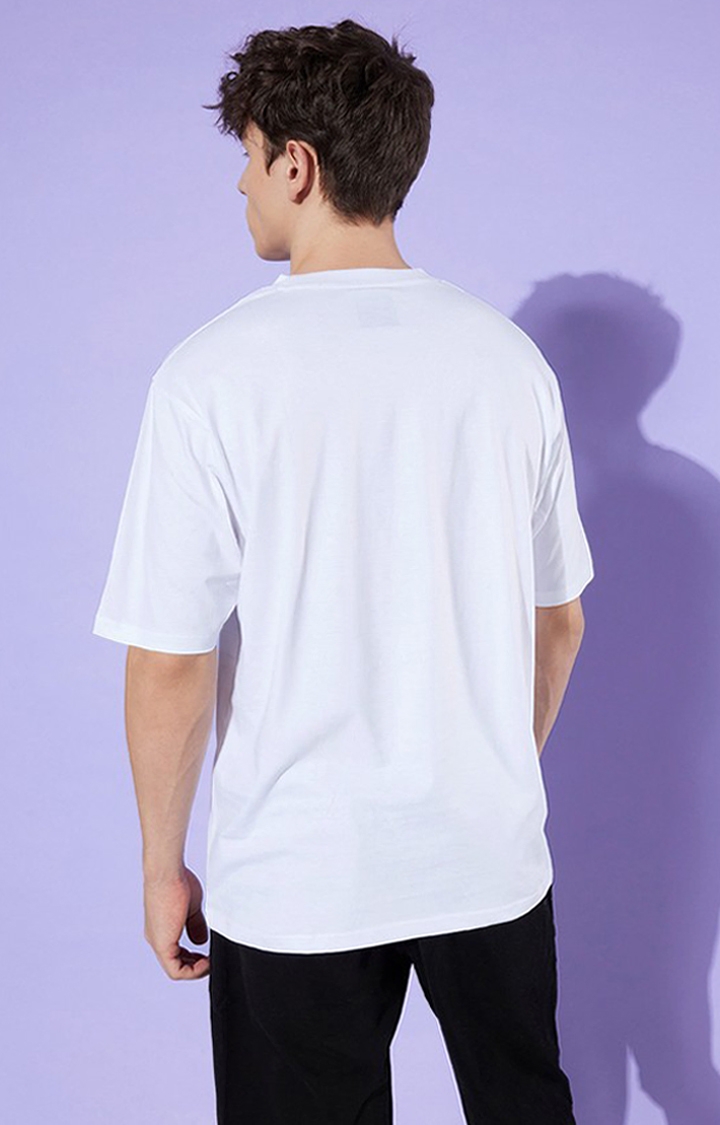 Men's White Graphics Oversized T-Shirts