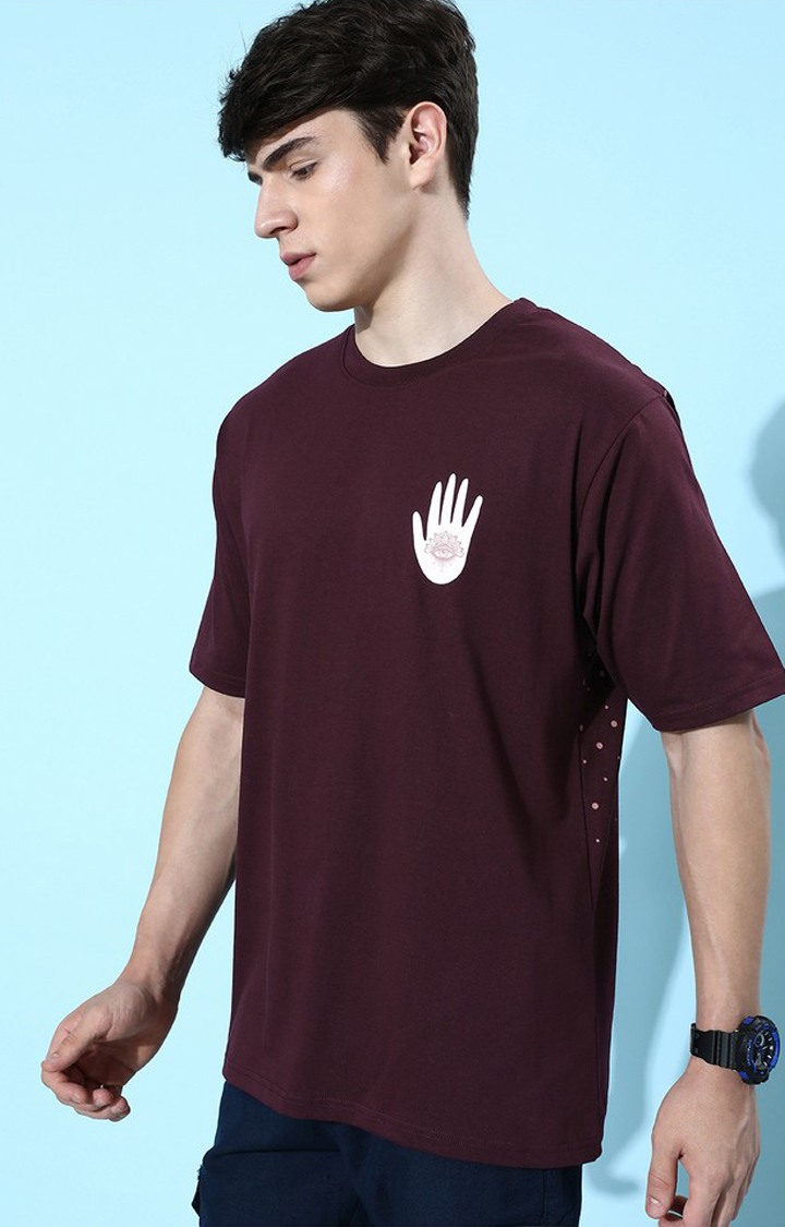 Men's Red Graphics Oversized T-Shirts