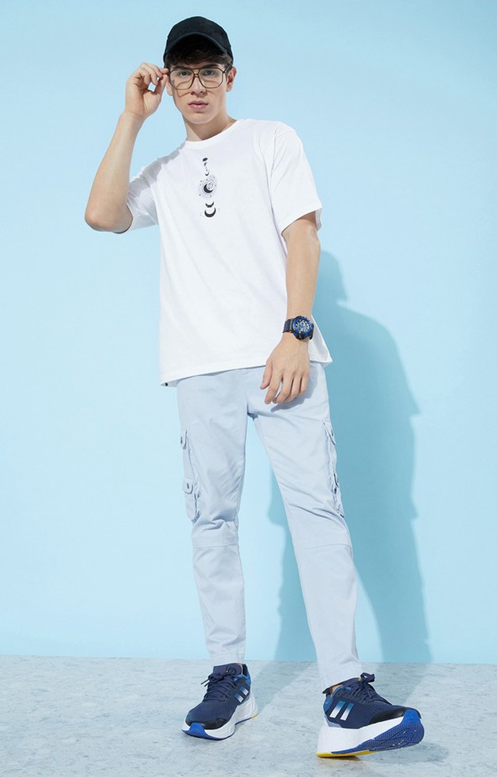 Men's White Graphics Oversized T-Shirts