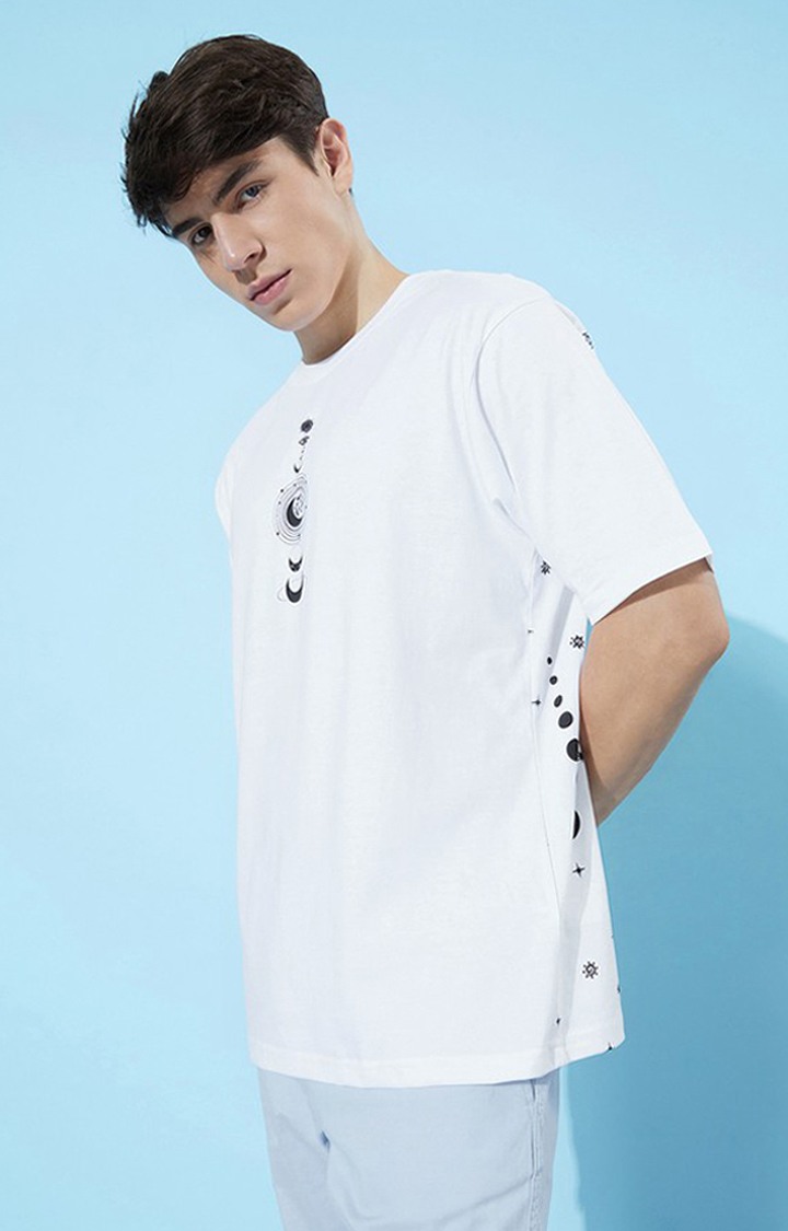 Men's White Graphics Oversized T-Shirts