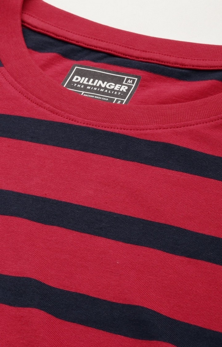 Men's Red & White Striped Oversized T-Shirt