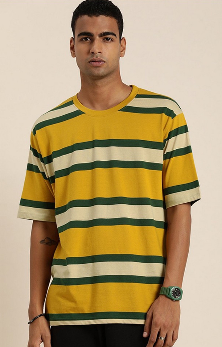 Dillinger | Men's Multicolour Striped Oversized T-Shirt