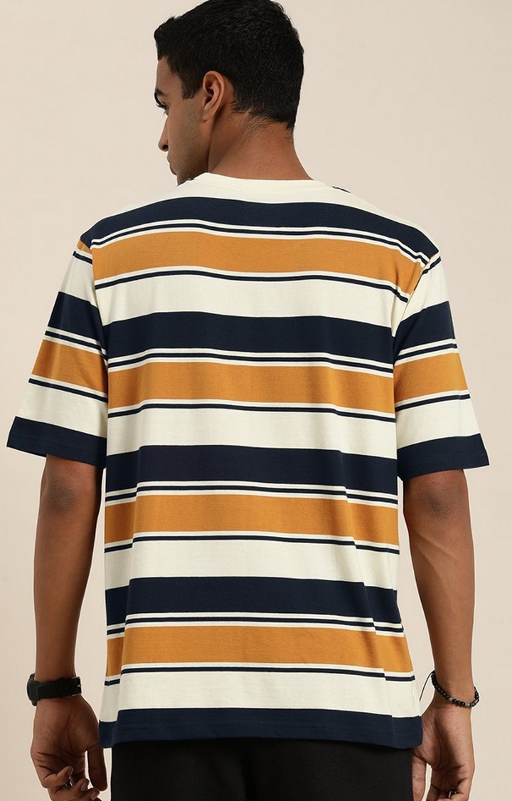 Men's Multicolour Striped Oversized T-Shirt