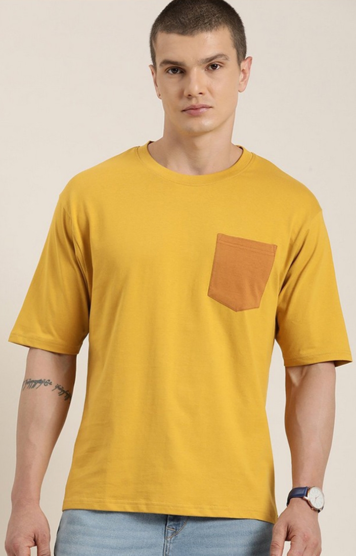 Dillinger | Men's Mustard Solid Oversized T-Shirt