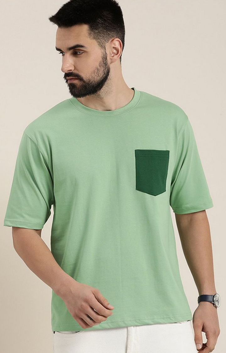 Dillinger | Men's Sea Green Solid Oversized T-Shirt