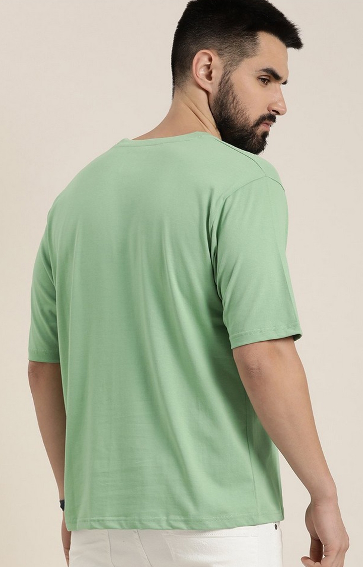 Men's Sea Green Solid Oversized T-Shirt
