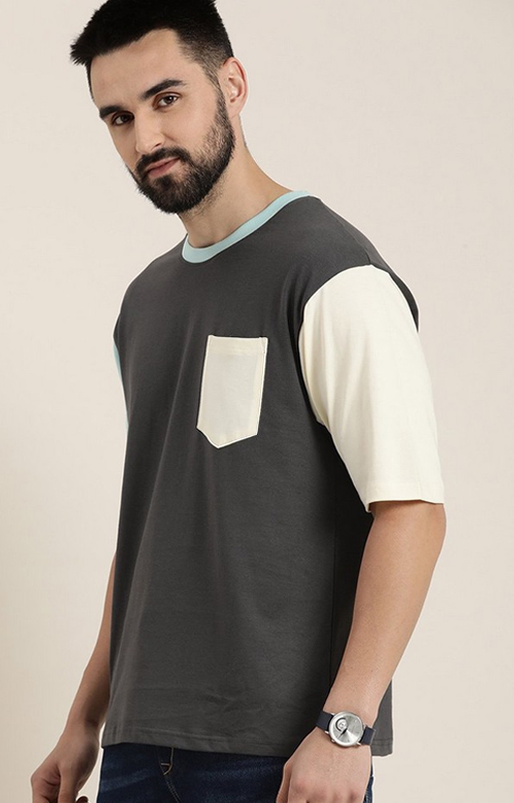 Dillinger | Men's Grey Colourblock Oversized T-Shirt