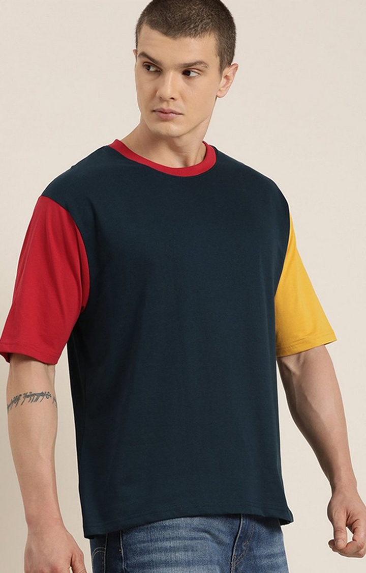 Dillinger | Men's Navy Colourblock Oversized T-Shirt
