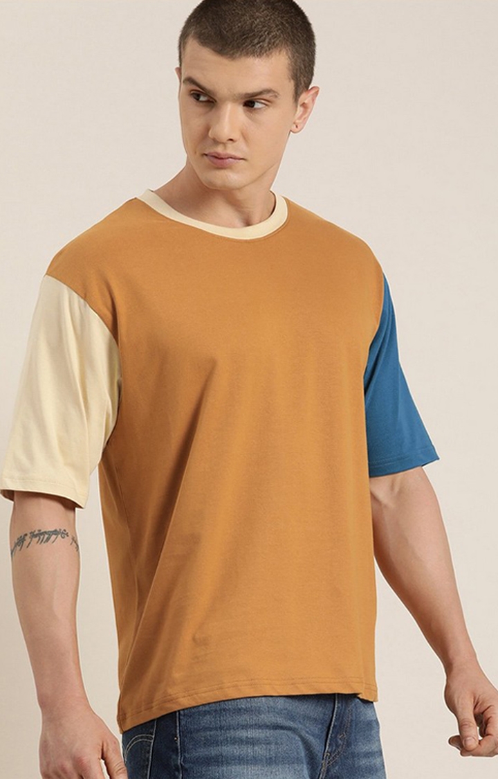 Dillinger | Men's Brown Colourblock Oversized T-Shirt