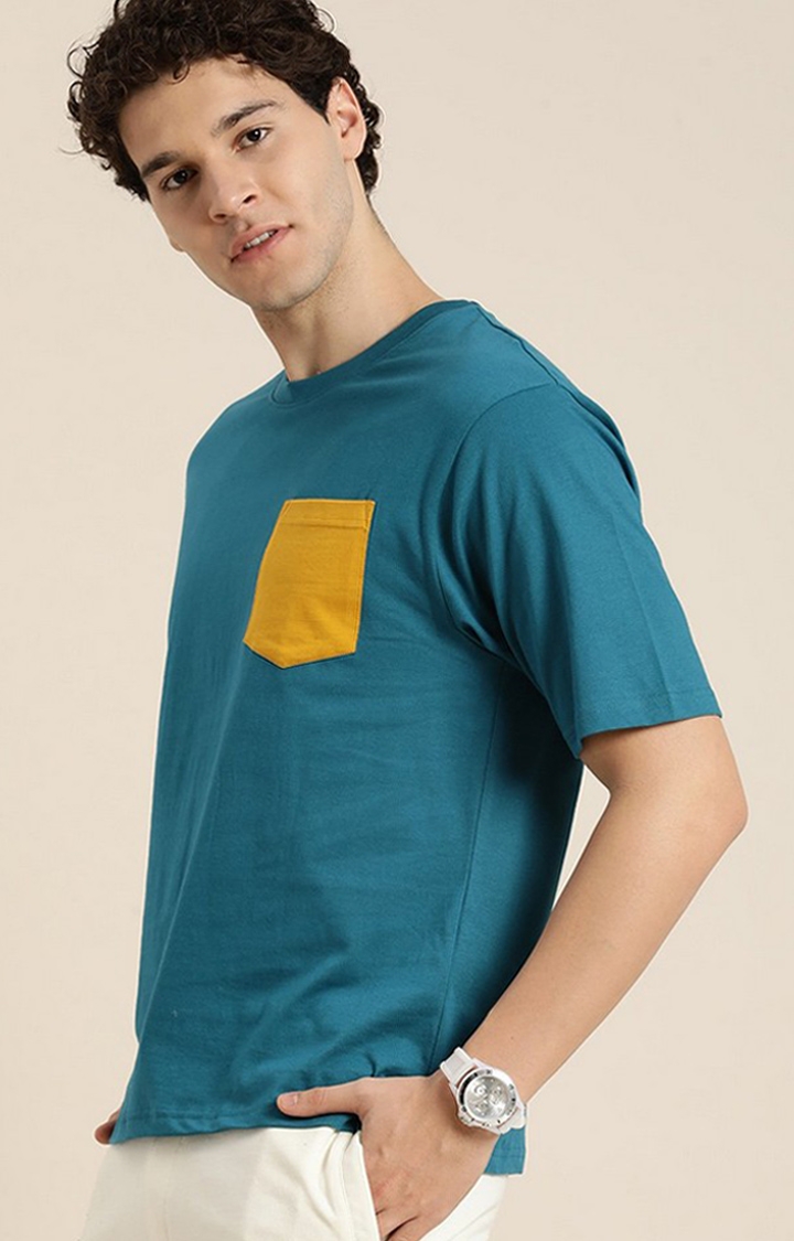 Dillinger | Men's Blue Colourblock Oversized T-Shirt