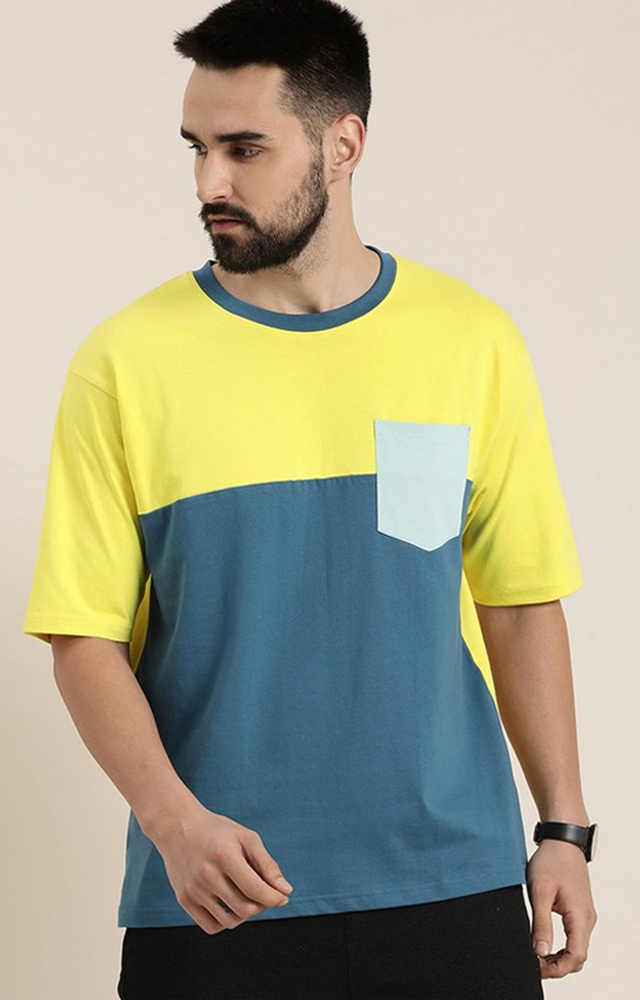 Dillinger | Men's Multicolour Colourblock Oversized T-Shirt