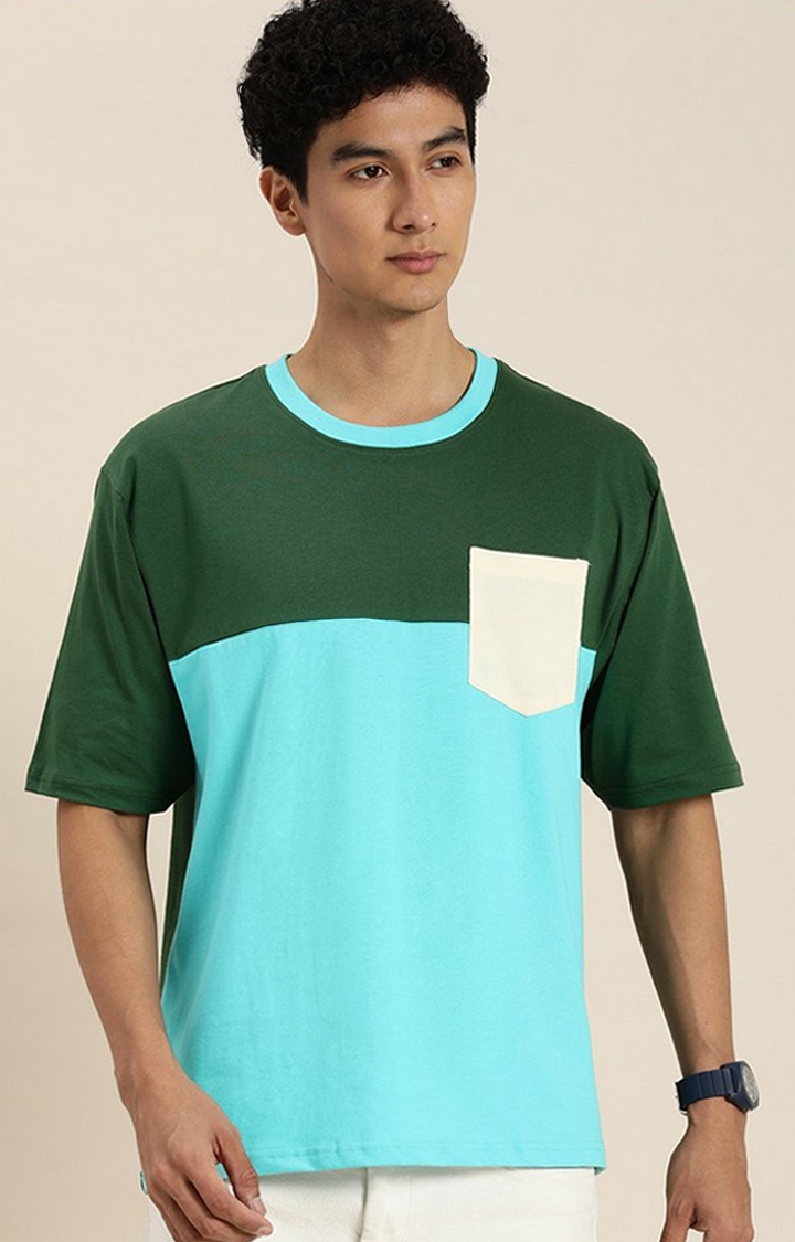 Men's Multicolour Colourblock Oversized T-Shirt