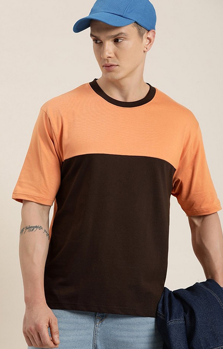 Dillinger | Men's Brown Colourblock Oversized T-Shirt