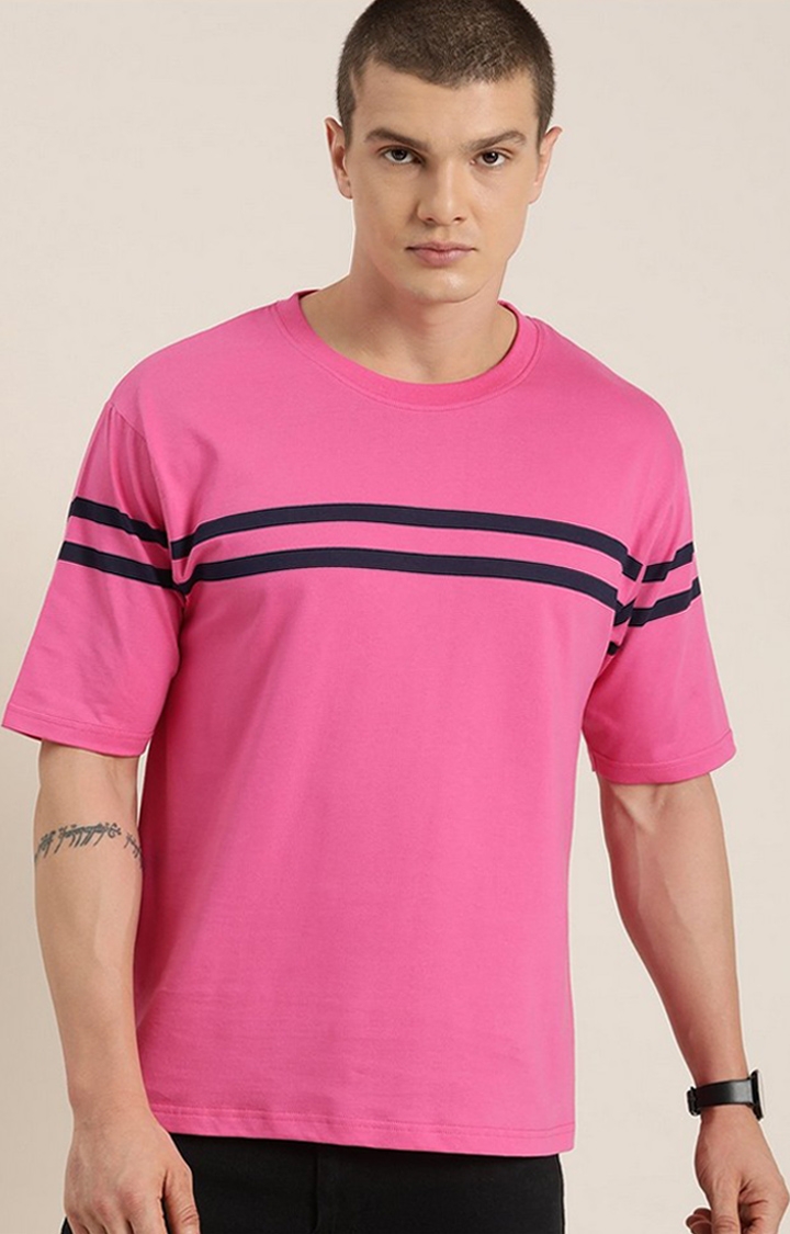 Dillinger | Men's Pink Striped Oversized T-Shirt