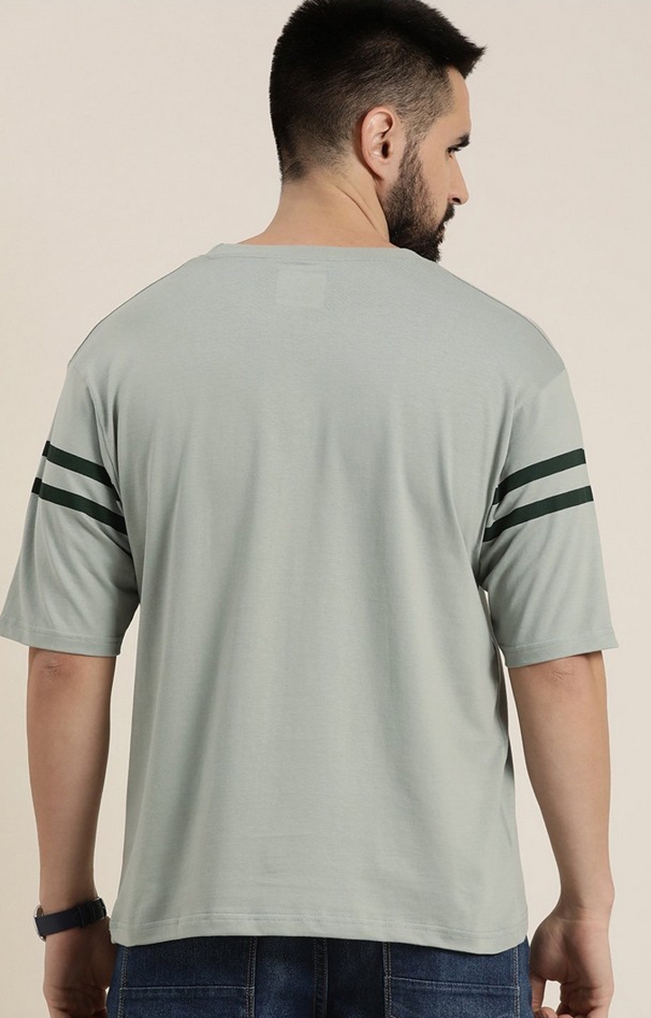 Men's Grey Striped Oversized T-Shirt