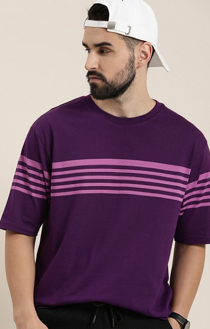 Dillinger | Men's Purple Striped Oversized T-Shirt
