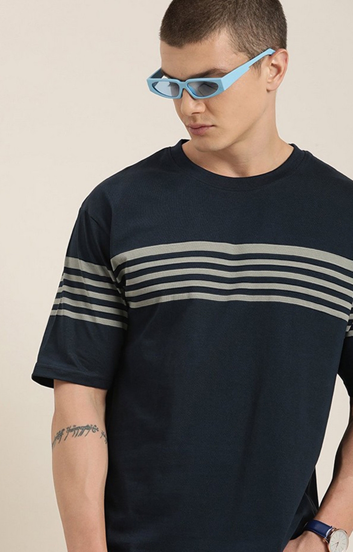 Dillinger | Men's Navy Striped Oversized T-Shirt