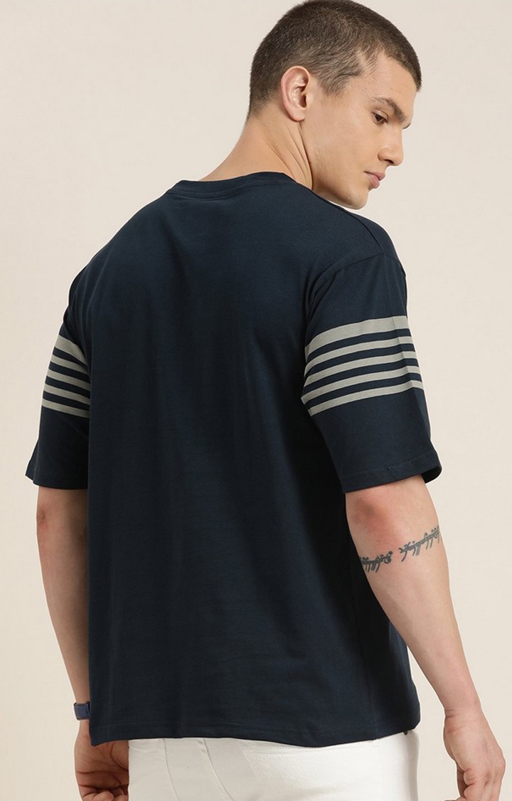 Men's Navy Striped Oversized T-Shirt