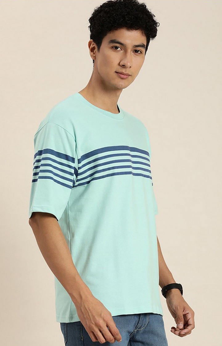 Dillinger | Men's Blue Striped Oversized T-Shirt