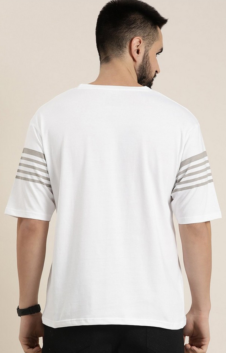 Men's White Striped Oversized T-Shirt