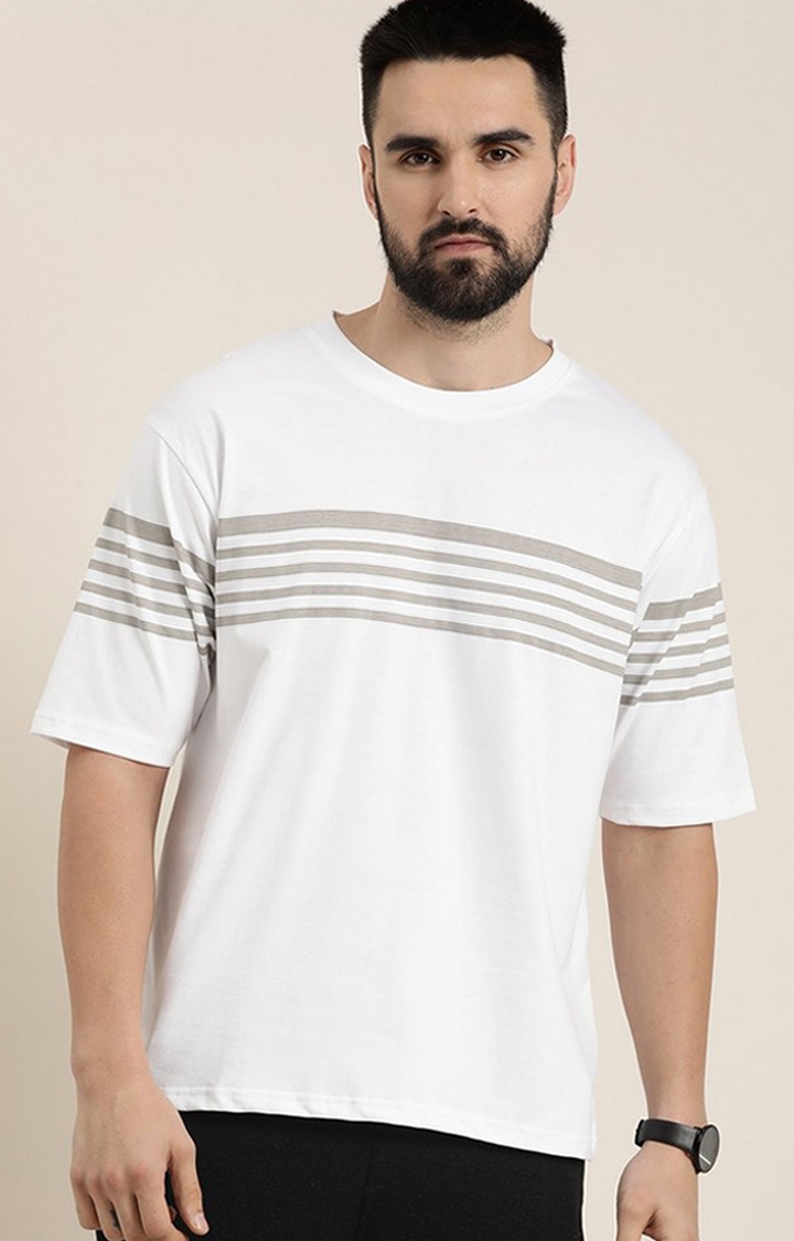 Dillinger | Men's White Striped Oversized T-Shirt