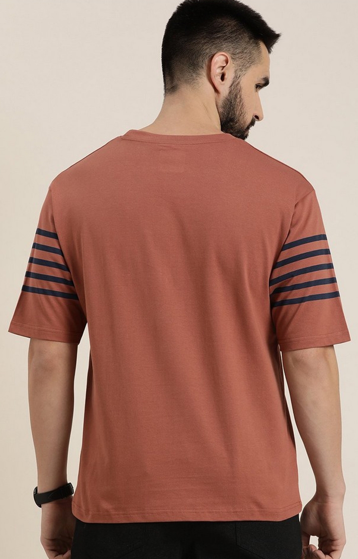 Men's Brown Striped Oversized T-Shirt