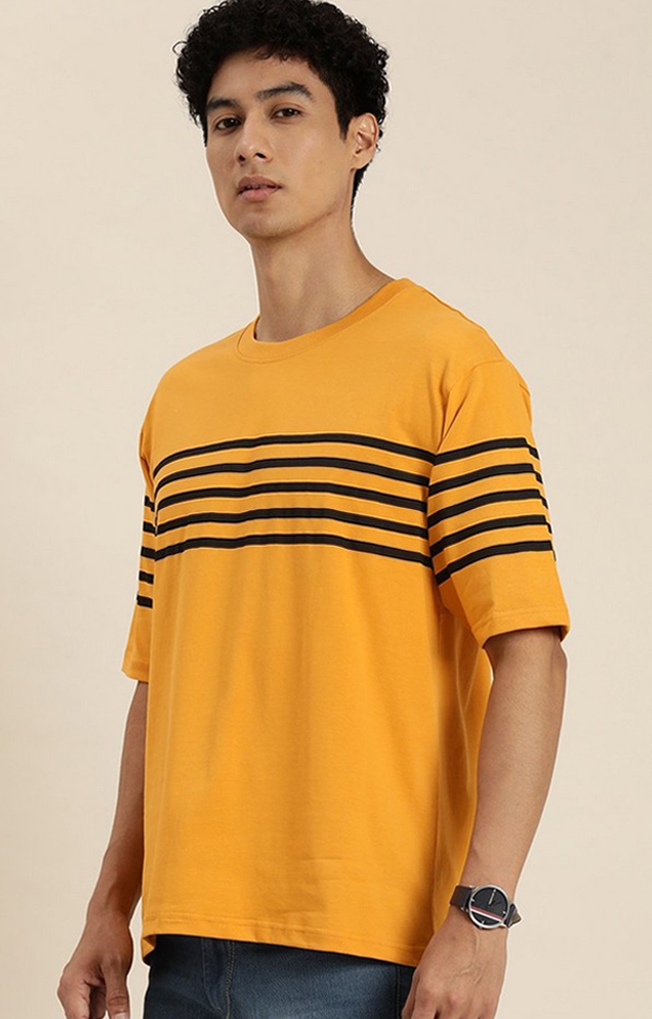 Dillinger | Men's Mustard Striped Oversized T-Shirt
