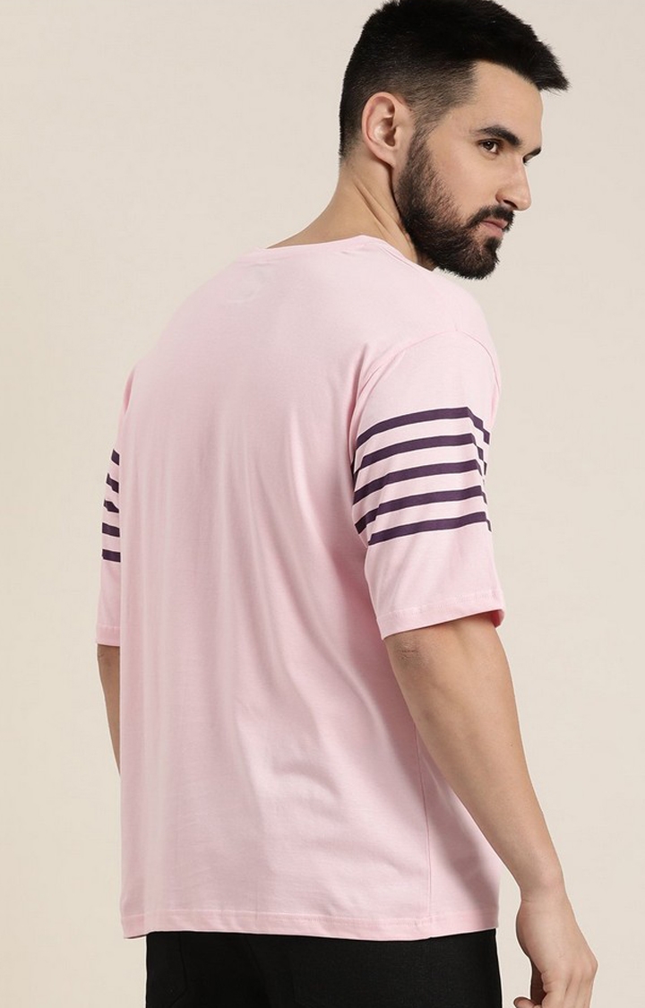 Men's Pink Striped Oversized T-Shirt