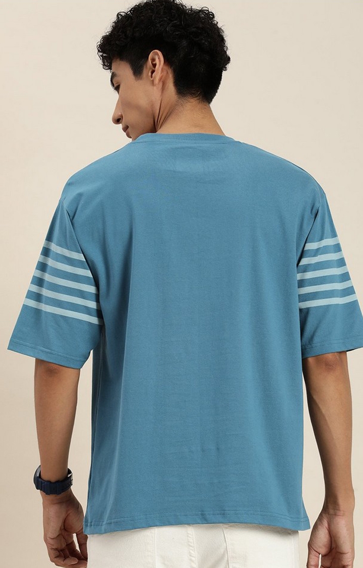 Men's Blue Striped Oversized T-Shirt