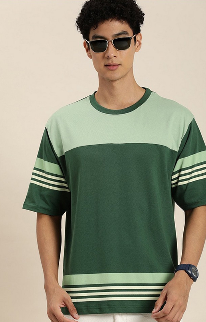 Dillinger | Men's Green Colourblock Oversized T-Shirt