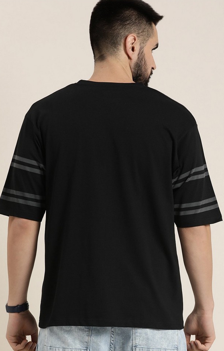 Men's Grey Colourblock Oversized T-Shirt