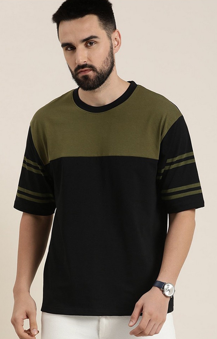 Dillinger | Men's Green Colourblock Oversized T-Shirt