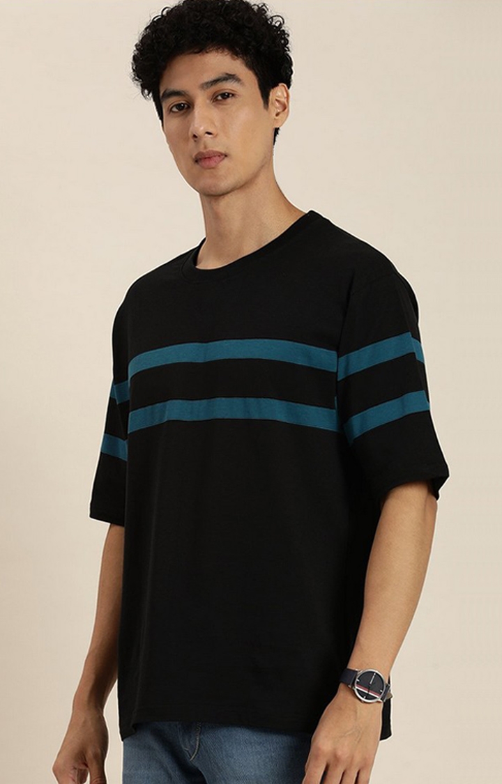 Dillinger | Men's Black Striped Oversized T-Shirt