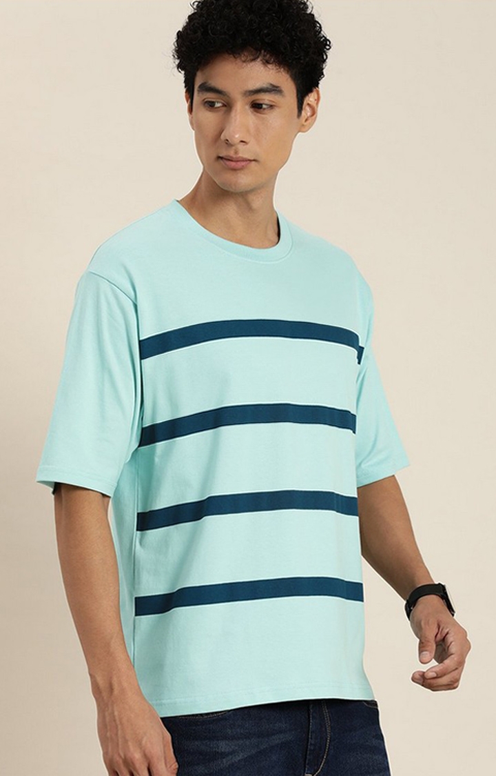 Dillinger | Men's Blue Striped Oversized T-Shirt
