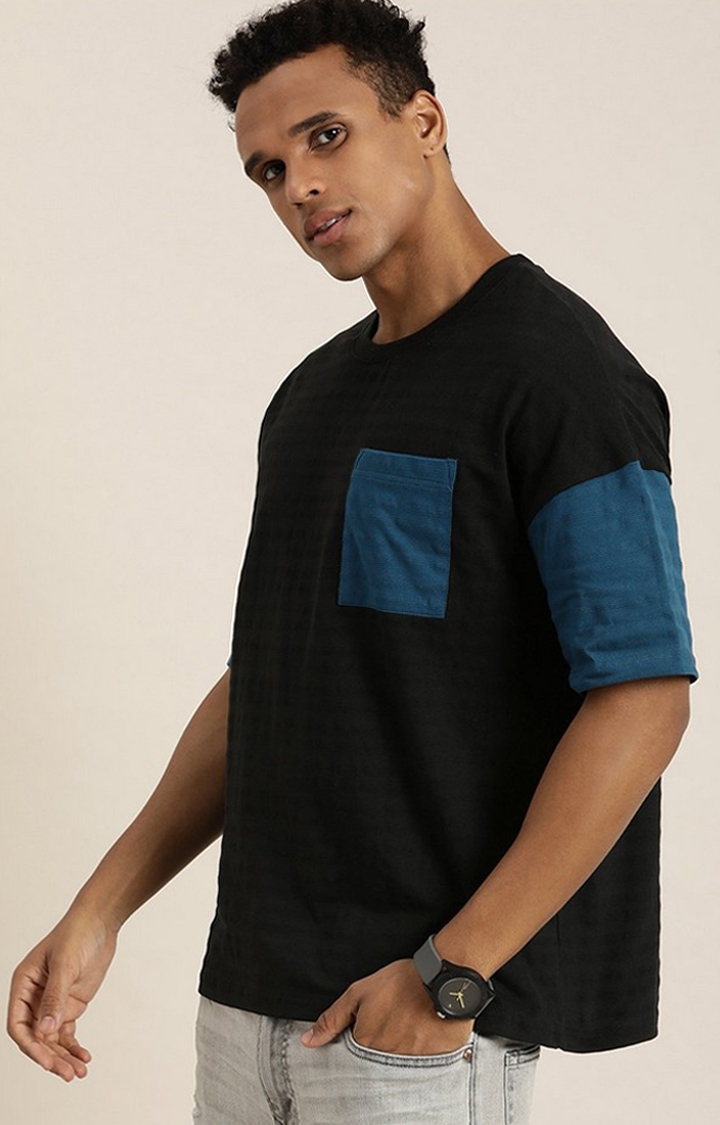 Men's Black Solid Oversized T-Shirt