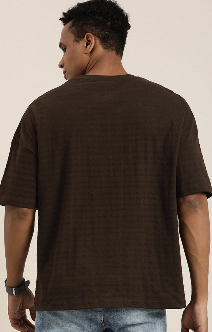 Men's Brown Solid Oversized T-Shirt