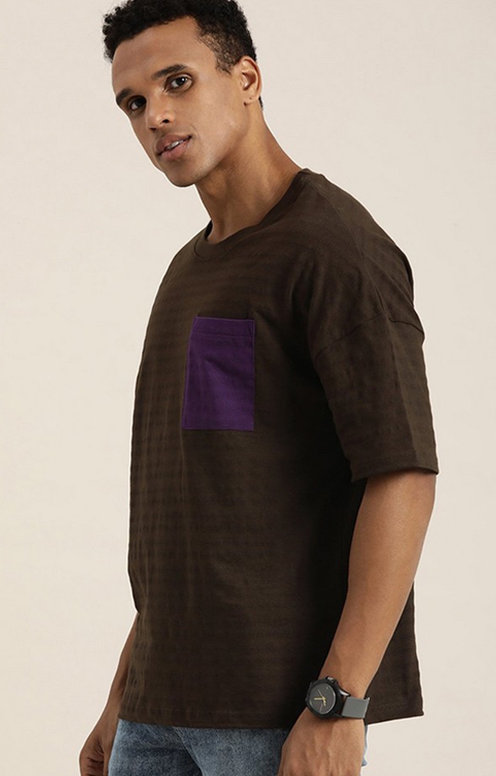 Dillinger | Men's Brown Solid Oversized T-Shirt