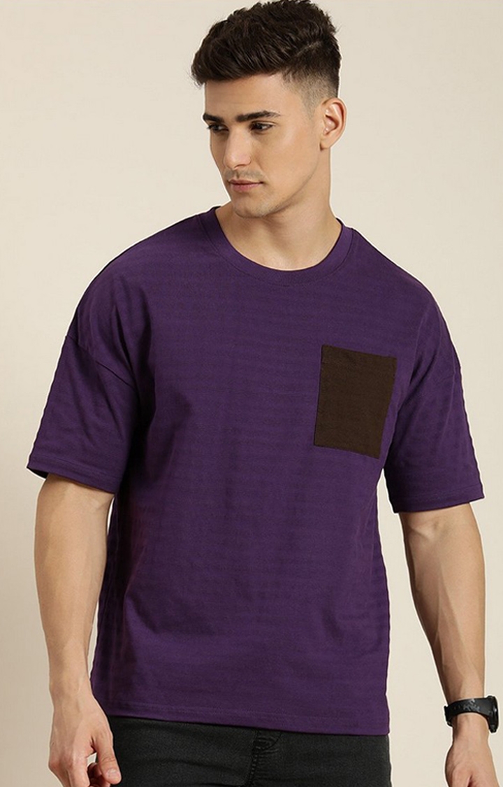 Men's Purple Striped Oversized T-Shirt