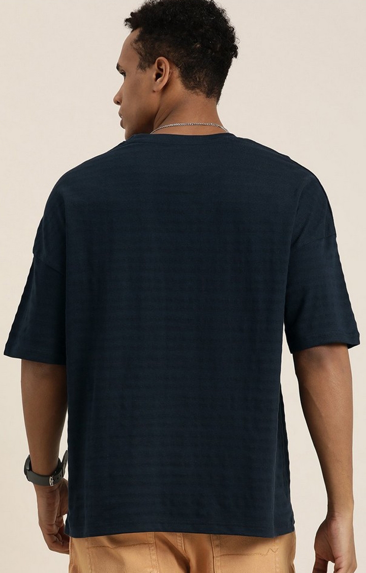 Men's Navy Solid Oversized T-Shirt