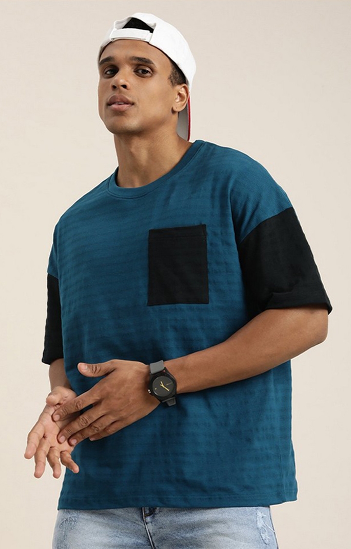 Dillinger | Men's Blue Solid Oversized T-Shirt