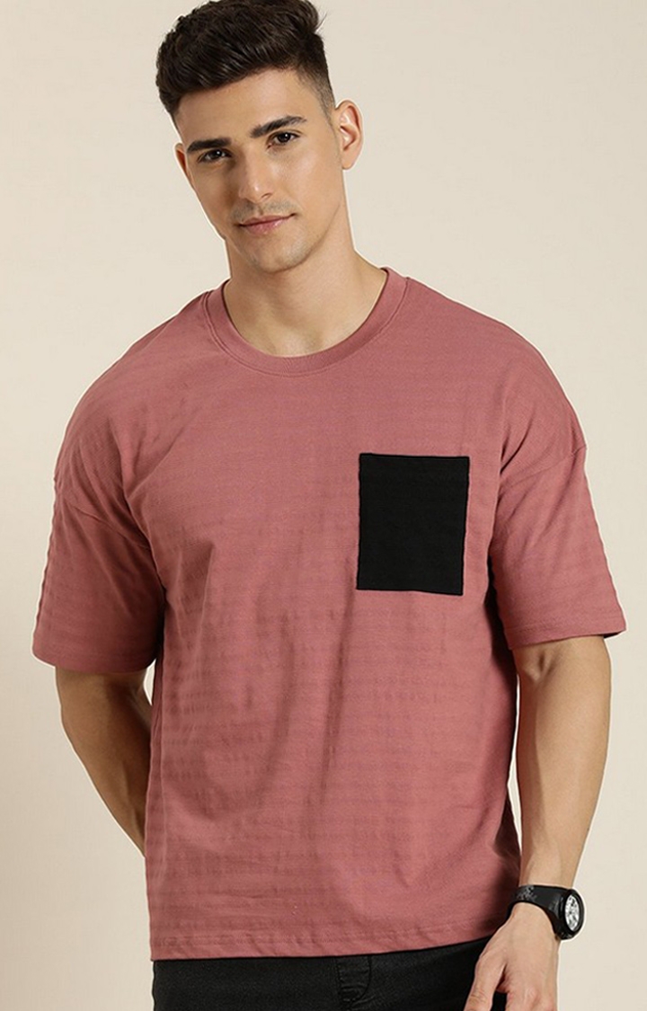 Dillinger | Men's Pink Solid Oversized T-Shirt