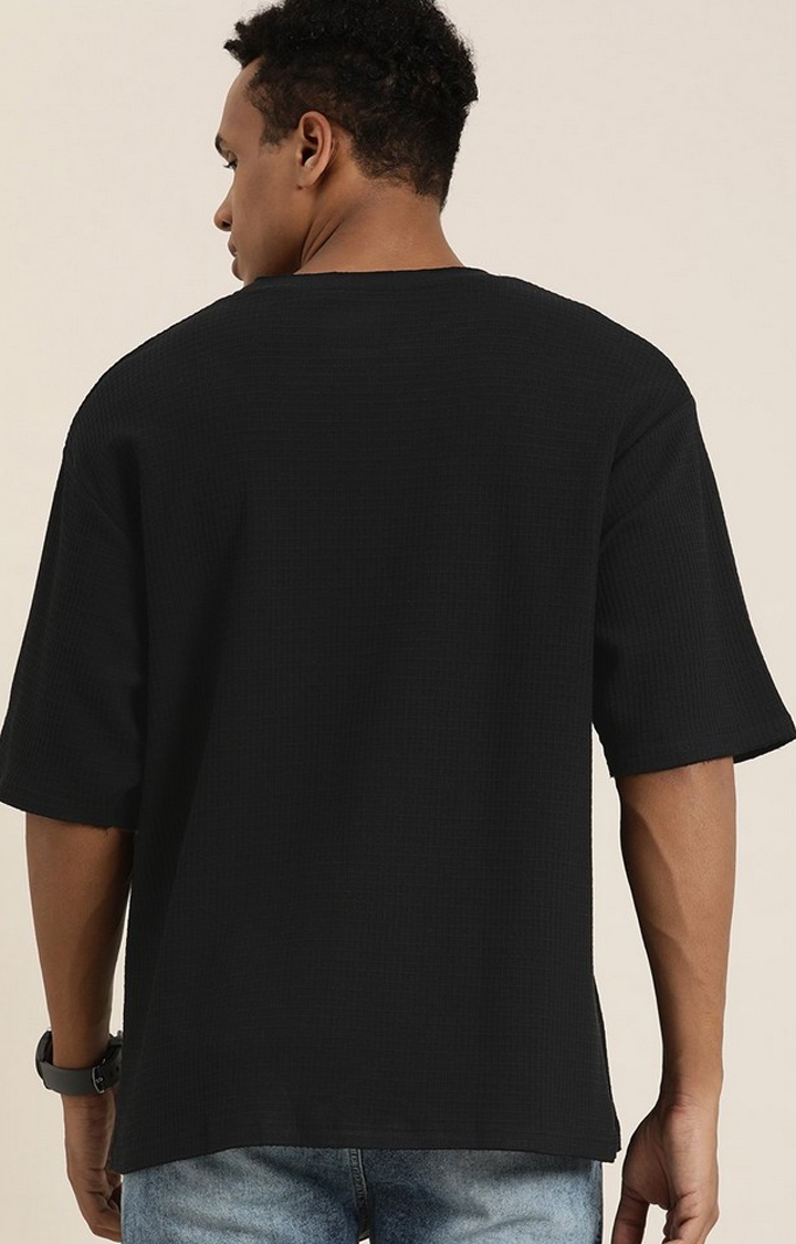 Men's Black Solid Oversized T-Shirts