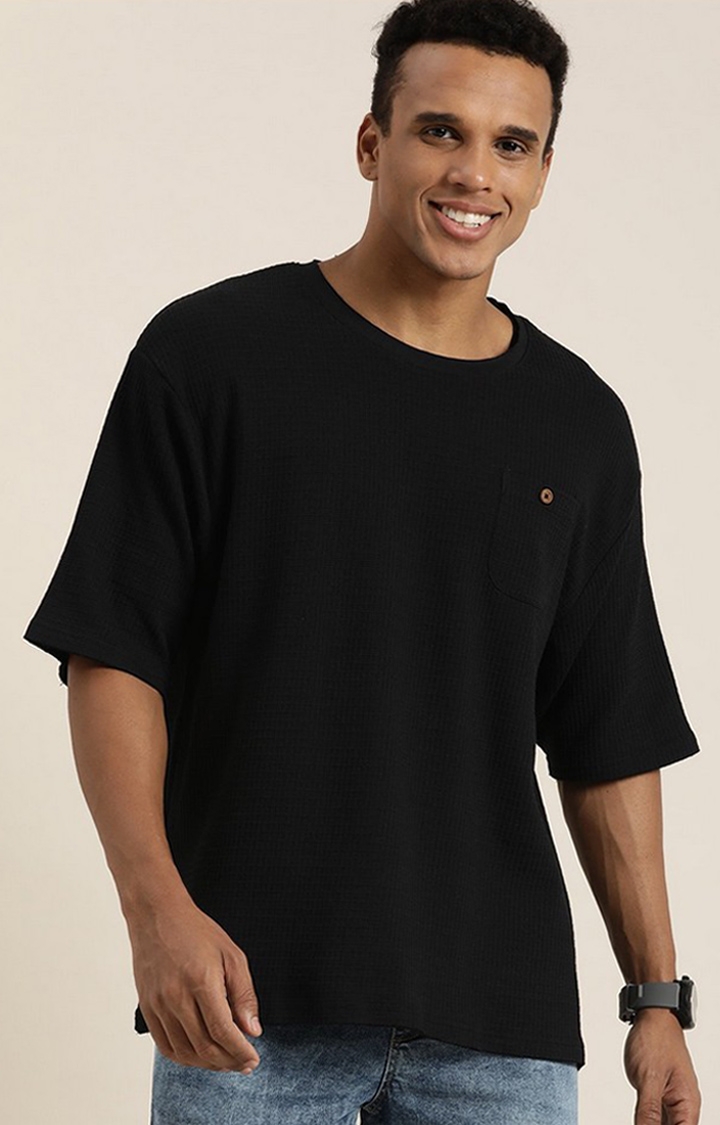 Dillinger | Men's Black Solid Oversized T-Shirts