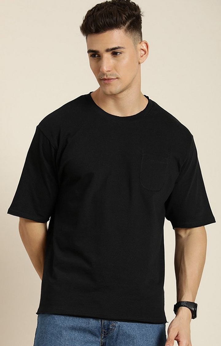 Dillinger | Men's Black Solid Oversized T-Shirts